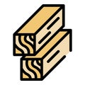 Construction wood icon color outline vector