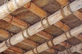 The construction of the wooden and cane roof