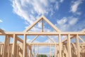 Construction wooden house, Wooden framework, building house, Royalty Free Stock Photo