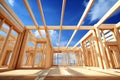 Construction wooden house, Wooden framework, building house, Royalty Free Stock Photo