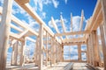 Construction wooden house, Wooden framework, building house, Royalty Free Stock Photo