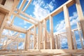 Construction wooden house, Wooden framework, building house, Royalty Free Stock Photo