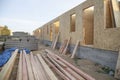 Construction of a wooden house from SIP panels. Royalty Free Stock Photo