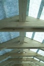 construction of a wooden roof. timber roof of a new house. framework