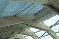 construction of a wooden roof. timber roof of a new house. framework