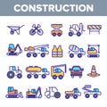 Construction Work Elements Linear Vector Icons Set Royalty Free Stock Photo