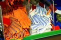 Construction work gloves in the store Royalty Free Stock Photo