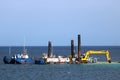 Construction work in harbour at Bugibba, Malta Royalty Free Stock Photo