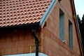 construction work on a house made of modern insulating bricks.