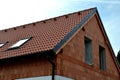 construction work on a house made of modern insulating bricks.