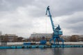 Construction work at the port dock crane