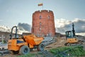 Construction work on Vilnius Gediminas Castle Hill, Vilnius, Lithuania