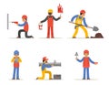 Construction worker, architect and engineer vector character