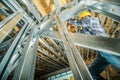 Construction Worker Attaching Metal Frame Elements