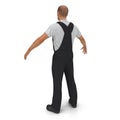 Construction Worker In Black Uniform Standing Pose. 3D illustration, isolated Royalty Free Stock Photo