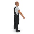 Construction Worker In Black Uniform Standing Pose. 3D illustration, isolated Royalty Free Stock Photo
