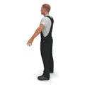 Construction Worker In Black Uniform Standing Pose. 3D illustration, isolated Royalty Free Stock Photo
