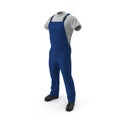 Construction Worker Blue Uniform On White Background