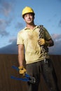 Construction Worker with Bolt Cutters and Chain