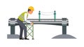 Construction worker on bridge project, symbolizing progress, vector design Generative AI Royalty Free Stock Photo