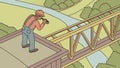 Construction worker on bridge project, symbolizing progress, vector design Generative AI Royalty Free Stock Photo