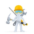 Construction worker/builder with hammer. Royalty Free Stock Photo