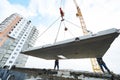 Construction worker. Builders concreter joiners at work Royalty Free Stock Photo