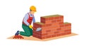 Construction Worker Building Brick Wall Labor and Craft, vector design Generative AI Royalty Free Stock Photo