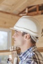 Construction worker building house Royalty Free Stock Photo