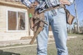 Construction worker building house Royalty Free Stock Photo