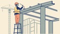 Construction Worker Building: Steel Frame Structure Development vector design Generative AI Royalty Free Stock Photo