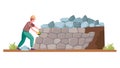 Construction Worker Building Wall, Dedication, Skill Progress, vector design Generative AI Royalty Free Stock Photo