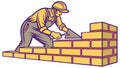 Construction Worker Building Wall, Masonry Craft Vector Graphic, Skilled Labor, vector design Generative AI Royalty Free Stock Photo
