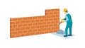 Construction Worker Building Wall, vector design Generative AI Royalty Free Stock Photo