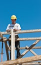 Construction worker busy on formwork preparation Royalty Free Stock Photo