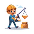 Construction worker carrying bricks using a brick delivery device Royalty Free Stock Photo