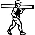Construction Worker Carrying Lumber Monochrome Vector Illustration for Design Projects Royalty Free Stock Photo
