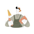 A construction worker character. The Bricklayer. Vector illustration of a flat style isolated on a white background.