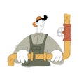 A construction worker character. Plumber. Vector illustration of a flat style isolated on a white background.