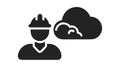 Construction Worker with Cloud Computing for Project Management, vector design Generative AI Royalty Free Stock Photo