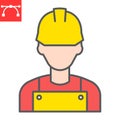 Construction worker color line icon, engineer and repairman, miner vector icon, vector graphics, editable stroke filled Royalty Free Stock Photo