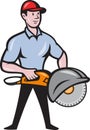 Construction Worker Concrete Saw Consaw Cartoon Royalty Free Stock Photo