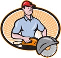 Construction Worker Concrete Saw Consaw Cartoon Royalty Free Stock Photo