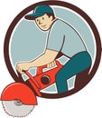 Construction Worker Concrete Saw Cutter Cartoon Royalty Free Stock Photo