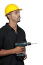 Construction Worker with Drill Royalty Free Stock Photo