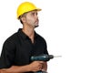 Construction Worker with Drill Royalty Free Stock Photo