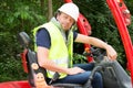 Construction worker with forklift truck Royalty Free Stock Photo