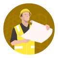 Construction worker, engineer or architect looking at the project plan Royalty Free Stock Photo