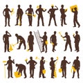 Worker engineer Jobs silhouette Royalty Free Stock Photo