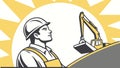 Construction Worker with Excavator Vector Art, vector design Generative AI Royalty Free Stock Photo